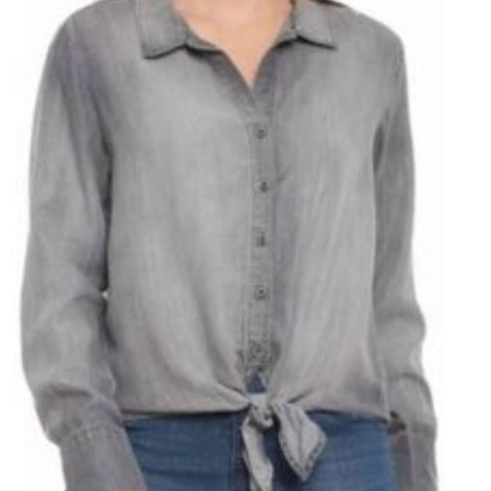 Cloth & Stone Gray Button-Down Shirt Size M Long Sleeve
